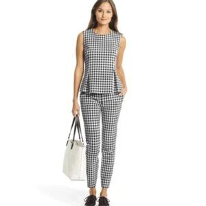 Diane von Furstenberg Black White Gingham Pant and Top Set